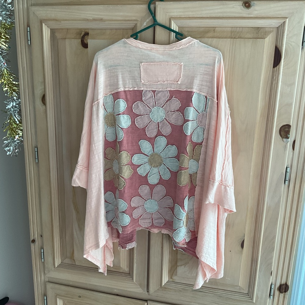 Women’s pink and coral boho oversized tunic SzS NWOT PTP 35”, Length 26” $30 - Picture 2 of 7